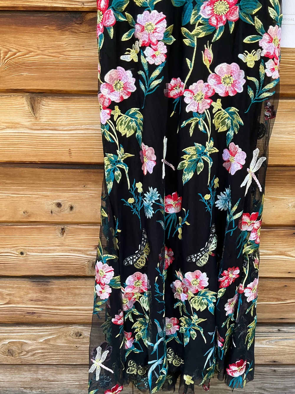 NWT Mac Duggal Embroidered Floral Plunge Neck Trumpet Gown Black Multi Size 10 - Picture 10 of 15